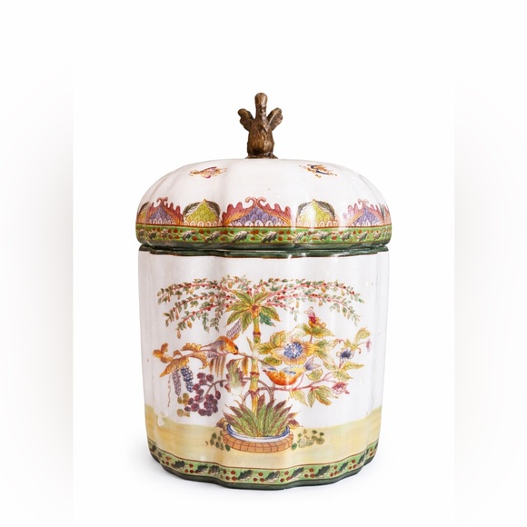 Decorative Ceramic Jar with Floral Design